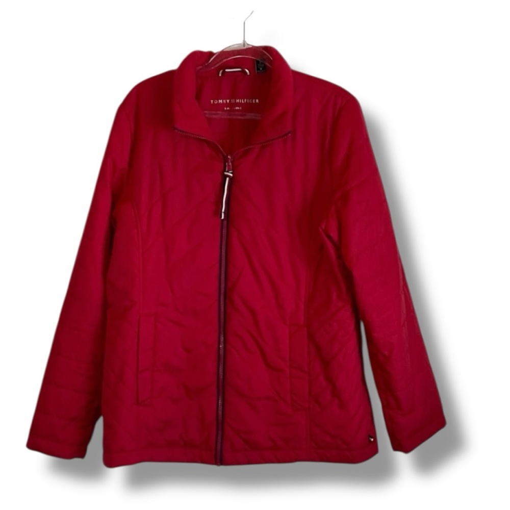 Tommy Hilfiger Jacket‎ Womens Red Puffer Zip Up Size Large